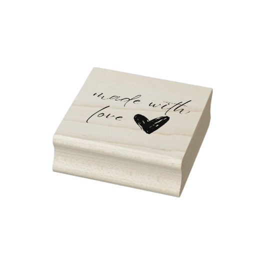 Gemaakt met liefde script hart eenvoudig rubberstempel (Stempel)