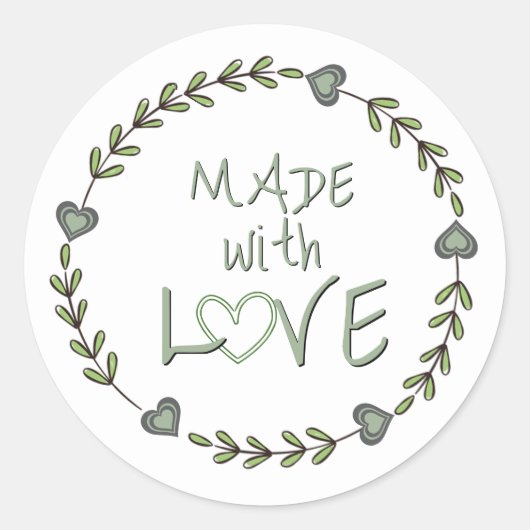 Gemaakt met liefde sierlijke tuin Springs en hart Ronde Sticker (Voorkant)