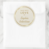 Gemaakt met Liefde, speciaal aangepast goud en crè Ronde Sticker (Tas)