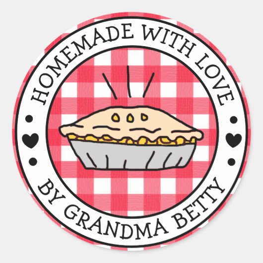 Gemaakt met Liefde, Thuisgemaakte Appeltaart Cadea Ronde Sticker (Voorkant)
