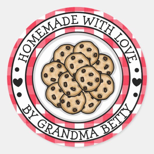 Gemaakt met Liefde, Thuisgemaakte Chocolate Chip C Ronde Sticker (Voorkant)