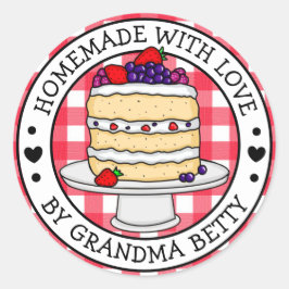 Gemaakt met Liefde, Thuisgemaakte Gelaagde Cake Ronde Sticker