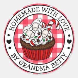 Gemaakt met Liefde, Thuisgemaakte Kerst Cupcakes Ronde Sticker