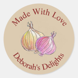 Gemaakt met liefde ui chef keuken inblikken ronde sticker