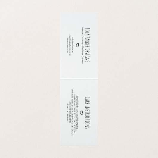 Gemaakt met liefde Uw Logo hangt Label Visitekaartje (Binnenkant ongevouwen)