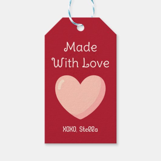 Gemaakt Met Liefde Valentijnsdag Cadeaubijlage Cadeaulabel (Voorkant)