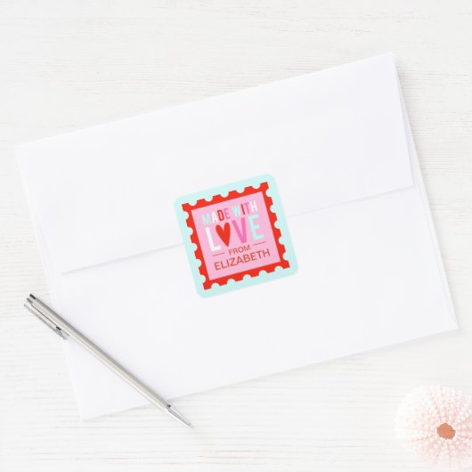 Gemaakt met liefde Valentijnse Sticker (Envelop)