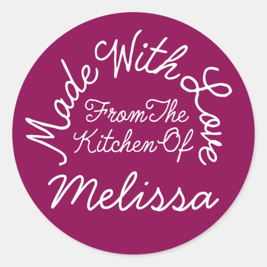 gemaakt met liefde van de keuken van ronde sticker (Voorkant)