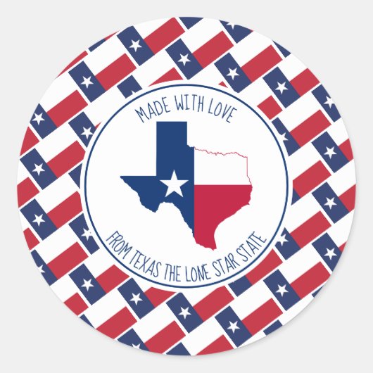 Gemaakt met liefde van TEXAS Texaanse vlag kaart Ronde Sticker (Voorkant)