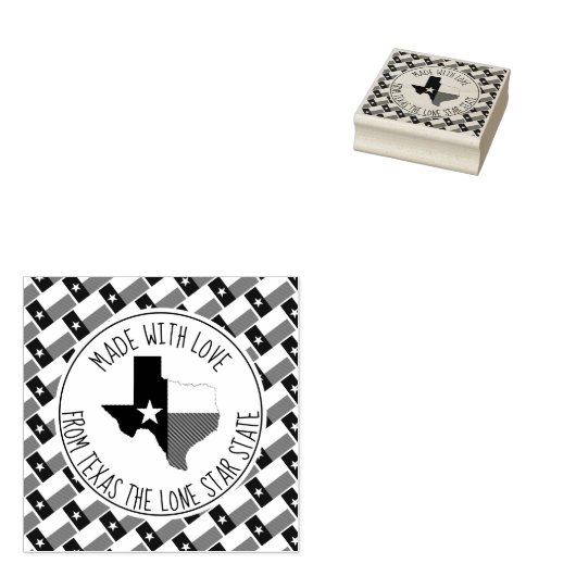 Gemaakt met liefde van TEXAS Texaanse vlag kaart Rubberstempel (Gestempeld)