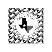 Gemaakt met liefde van TEXAS Texaanse vlag kaart Rubberstempel (Afrduk)