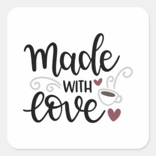 Gemaakt met liefde vierkante sticker
