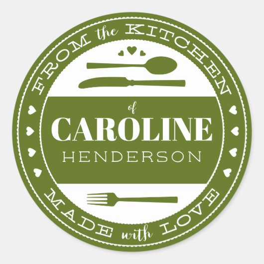 Gemaakt met Liefde Voedsel Gift Sticker bos groen (Voorkant)