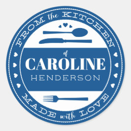 Gemaakt met Liefde Voedsel Gift Sticker marineblau