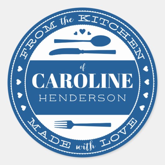 Gemaakt met Liefde Voedsel Gift Sticker marineblau (Voorkant)