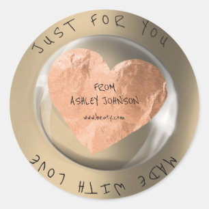 Gemaakt met liefde voor je naam Sepia Gold Copper Ronde Sticker