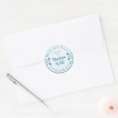 Gemaakt met Liefde voor jou turquoise blauwe bloem Ronde Sticker (Envelop)