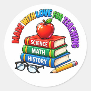 Gemaakt Met Liefde Voor Onderwijs Leraar Waarderen Ronde Sticker