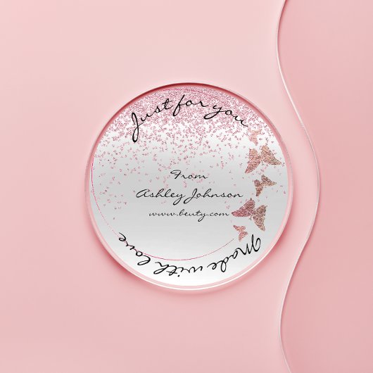 Gemaakt met liefde voor u naam Butterfly Silver Pi Ronde Sticker