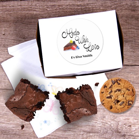 Gemaakt met liefde Waterverf chocoladetaart bessen Ronde Sticker