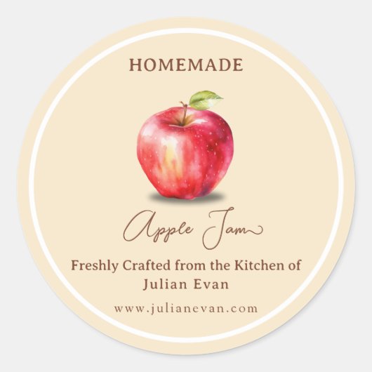 Gemaakt met liefde Zelfgemaakte Apple Jam Sticker (Voorkant)