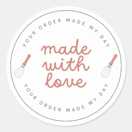Gemaakt met liefde zelfgemaakte bakkerij bedrijf ronde sticker (Voorkant)