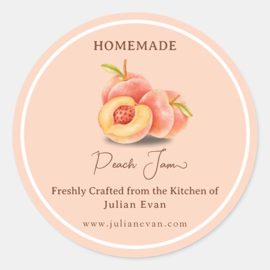 Gemaakt met liefde zelfgemaakte perzik jam Sticker (Voorkant)