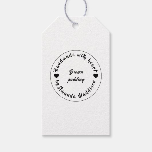 Gemaakt met Liefde Zwart Hart Design voor Thuisgem Cadeaulabel (Voorkant)