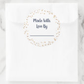 Gemaakt met liefdesdrogen ronde sticker (Tas)