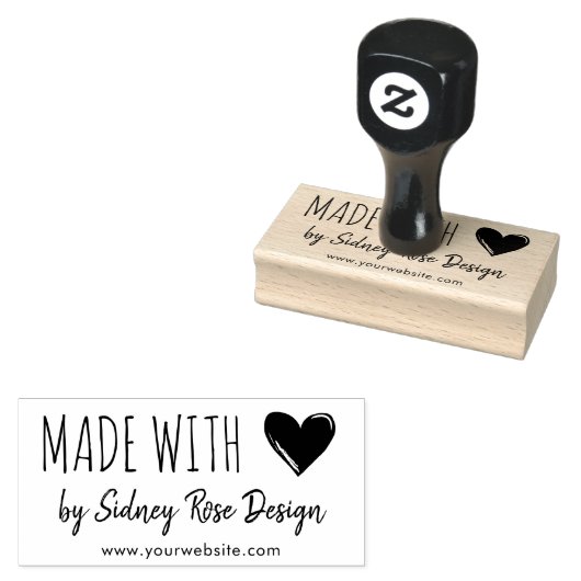Gemaakt met liefdesgedempt hart & naam rubberstempel (Gestempeld)