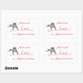 Gemaakt met liefdeskat met lint rechthoekige sticker (Vel)
