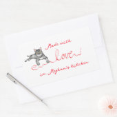 Gemaakt met liefdeskat met lint rechthoekige sticker (Envelop)