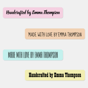 Gemaakt met liefdeskleur, persoonlijke naam labels