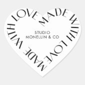 Gemaakt met liefdesminimalistische bedrijven Dank Hart Sticker (Voorkant)