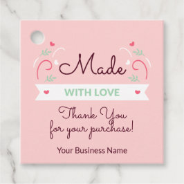 Gemaakt met liefdesmoderne roze kleuren 3 bedankjes labels