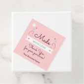 Gemaakt met liefdesmoderne roze kleuren 3 bedankjes labels (In situ)