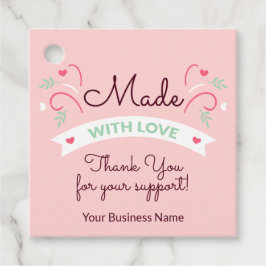 Gemaakt met liefdesmoderne roze kleuren 4 bedankjes labels