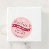 Gemaakt met liefdesmoderne roze kleuren 6 bedankjes labels (In situ)