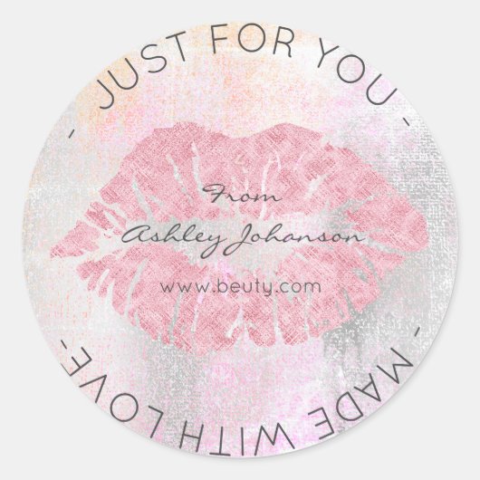 Gemaakt met liefdesroze, grijze makreel ronde sticker (Voorkant)