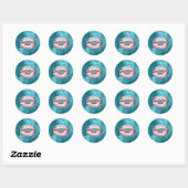 Gemaakt met liefdesroze kiss Turqoise Makeup Lips Ronde Sticker (Vel)