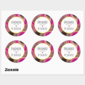 Gemaakt met liefdesroze, zwart, Abstract goud Ronde Sticker (Vel)