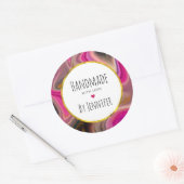 Gemaakt met liefdesroze, zwart, Abstract goud Ronde Sticker (Envelop)