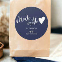 Gemaakt met liefdesscript minimalistisch marinebla