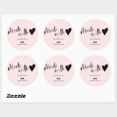 Gemaakt met liefdesscript, minimalistisch zwart en ronde sticker (Vel)