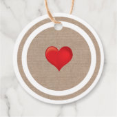 Gemaakt met liefdesscript Red Heart op linnen text Bedankjes Labels (Achterkant)