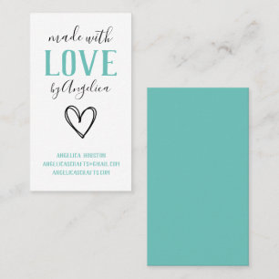 Gemaakt met liefdesscript, Turquoise Heart Visitekaartje