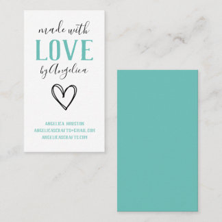 Gemaakt met liefdesscript, Turquoise Heart Visitekaartje