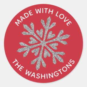 Gemaakt met liefdessnowflake Classic Round Sticker