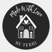 Gemaakt met Love Black and White House Sticker (Voorkant)