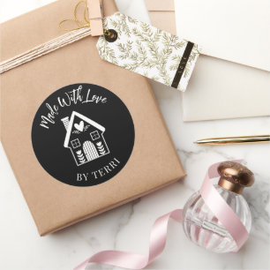 Gemaakt met Love Black and White House Sticker